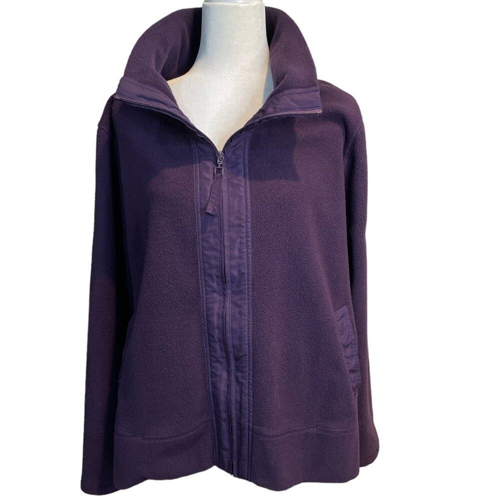 Coldwater Creek Cozy Purple Fleece Zipper Jacket with Pockets.  Size XL (18)